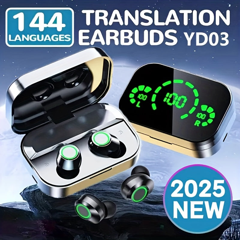 TEMU 2025 Ai Wireless Driver Wireless In-ear Translation Earbuds Translate 144 Languages, Usb Type-c Charging Real-time Translation Headphones,