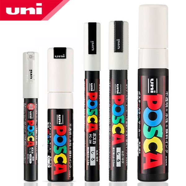 Painting Pens 5pcsset UNI Posca Marker Pen Mixing Paint 5 Sizes PC1M5M8K17K POP Poster Advertising Stationery 230818