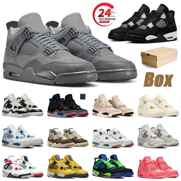 with box Athletic Shoes 4 RM shoes sneakers mens womens wet cement white thunder pure platinum rare sail lightning black cat designer basket