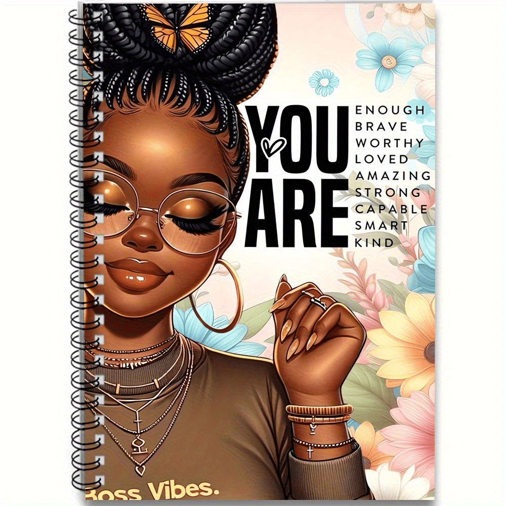 TEMU 1pc Inspirational African Spiral Notebook - "" Cover Art, 100 Pages, Perfect Gift For Her, Daily Planner Journal For Office, Or Personal Use,