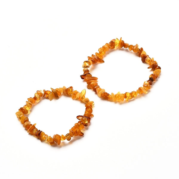 Natural Amber Chip Beads Stretch Bracelets Set for Parent and Kid