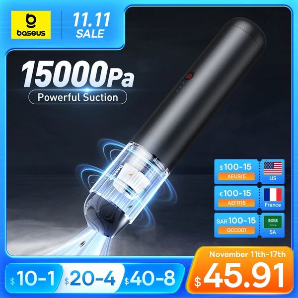 Cleaners Vacuum Baseus A3 15000Pa Car Vacuum Cleaner Mini Wireless Portable Vacuum Cleaner Powerful Vehicle Cleaner Auto Air Blower LED Ligh