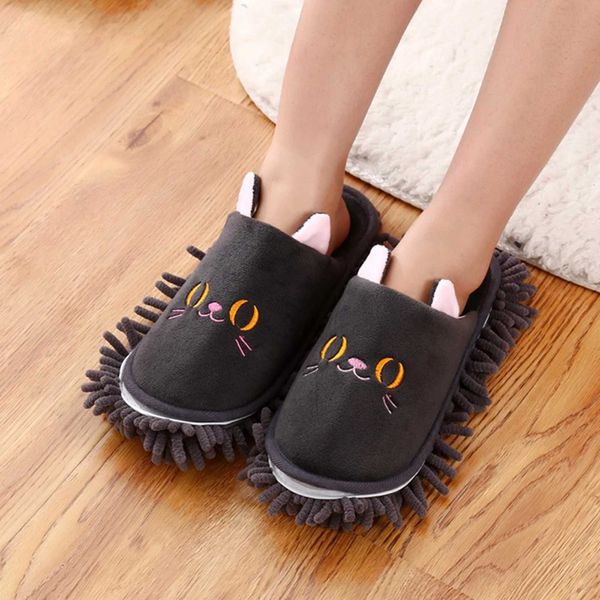 Slippers 1 pair of mop slippers cartoon dog cleaning dusty detachable wiping shoes sandals suitable for offices and homes H2401007