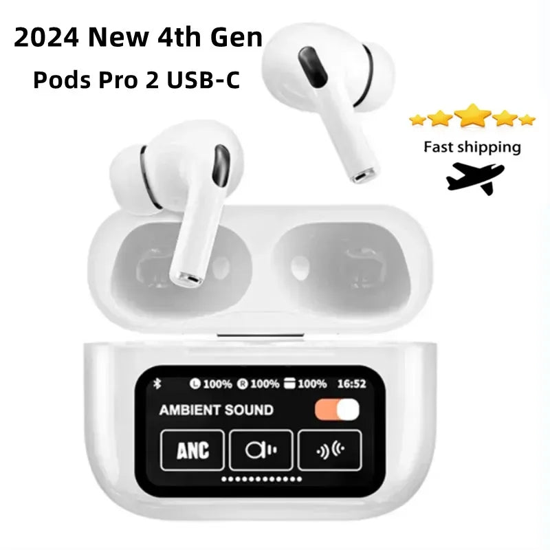 Earbuds TWS Pods 4th Gen Pods Pro 2 With ANC USB C Wireless headphones Bluetooth Earphones Headset A9 A10 A11 Pro LED Earphones with Display noise r