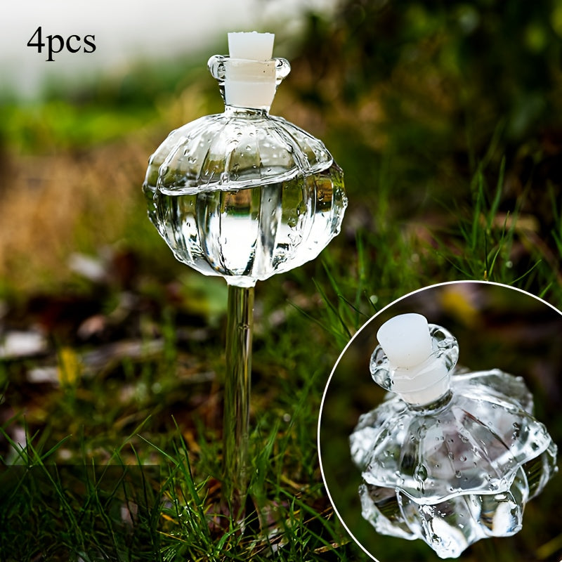 TEMU 2-4 Pack Transparent Plastic Self-watering Globes, Automatic Watering Bulbs For Indoor & Outdoor Potted Plants, Decorative Garden Watering