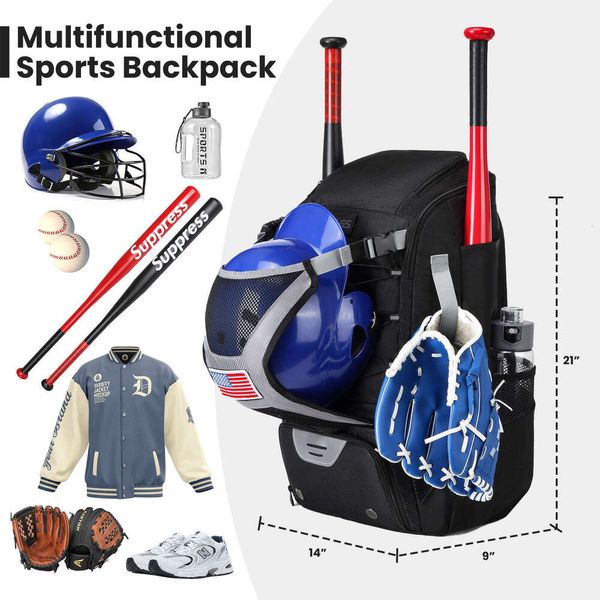 American Baseball Equipment Softball Backpack Large Capacity Portable Multi Functional Sports Bag