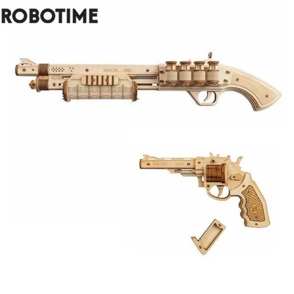Robotime Rokr DIY RevolverScatter with Rubber Band Blet Wooden Model Building Block Kit Assembly Toy Gift for Children Adt Z250110