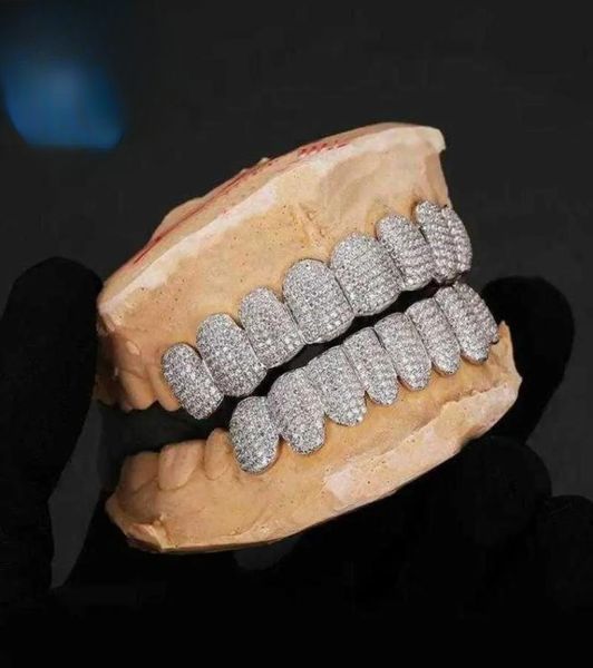 Exclusive customization Moissanite Teeth Grillz iced out Hop Sier decorative braces Real Dia Bg Tooth Grills For Men 2128990