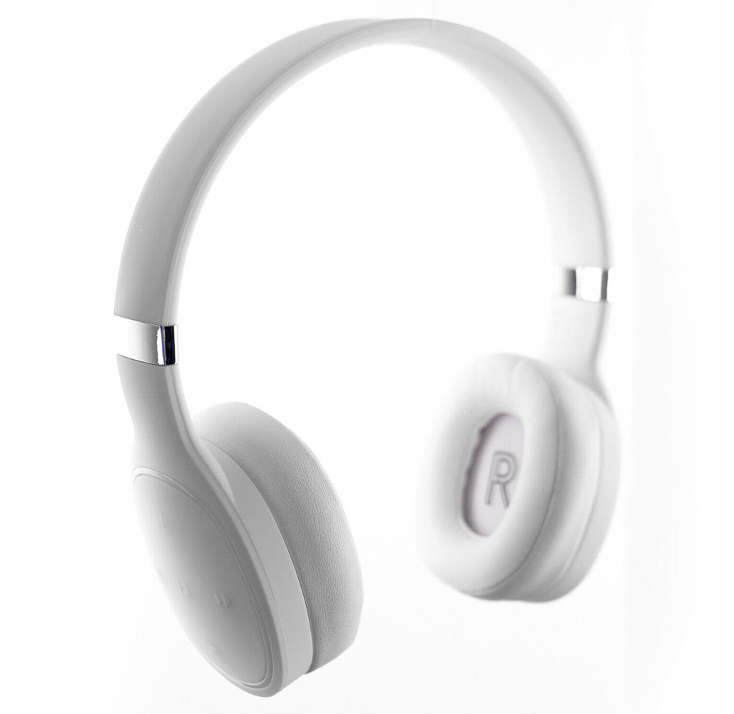 Wireless Over-Ear Headphones with Deep Bass & Microphone - White