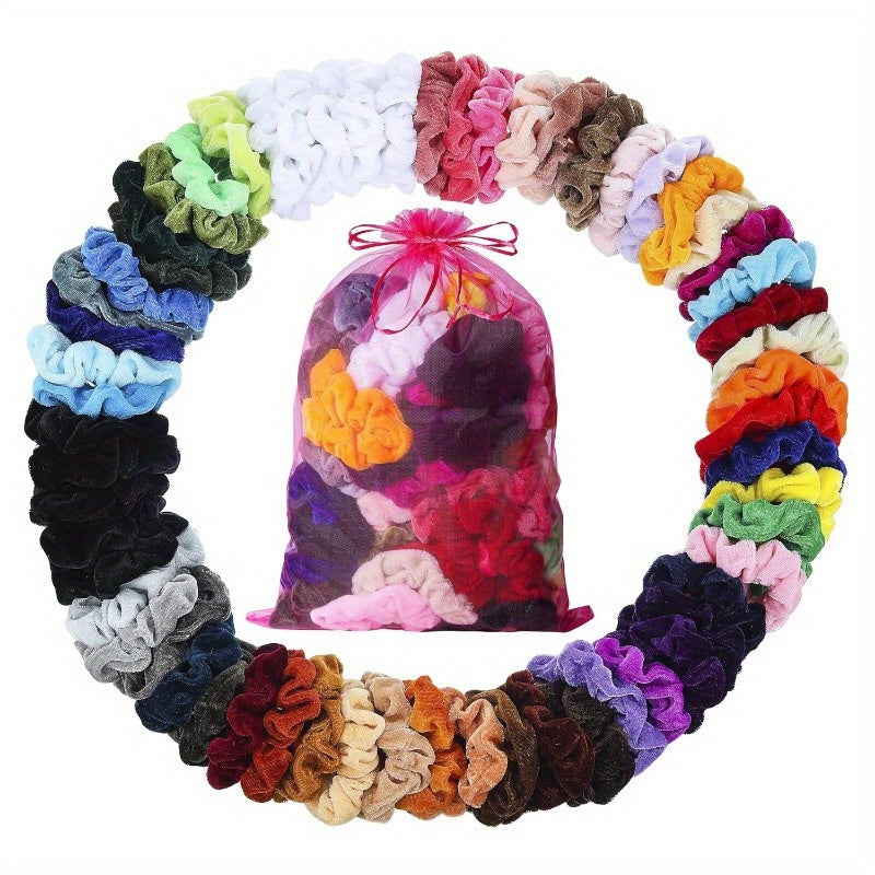 TEMU 6 Pack Velvet Hair Scrunchies - No Damage Elastic Hair Ties For Thick, Curly, Thin & Fine Hair - Soft Velvet Fabric Gentle Ponytail Holders For