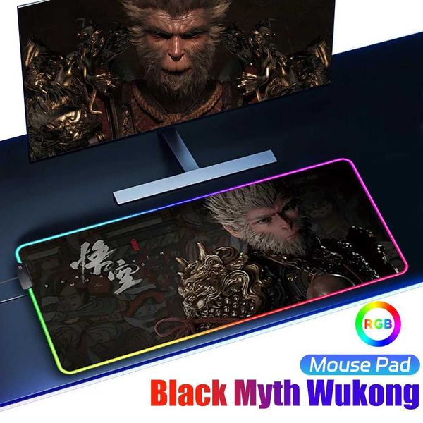 Black Myth WuKong Large Gaming Mouse Pad LED Mouse Mat Keyboard Mat Non-Slip Waterproof Desk Mat for He Off Gaming Work Z250115