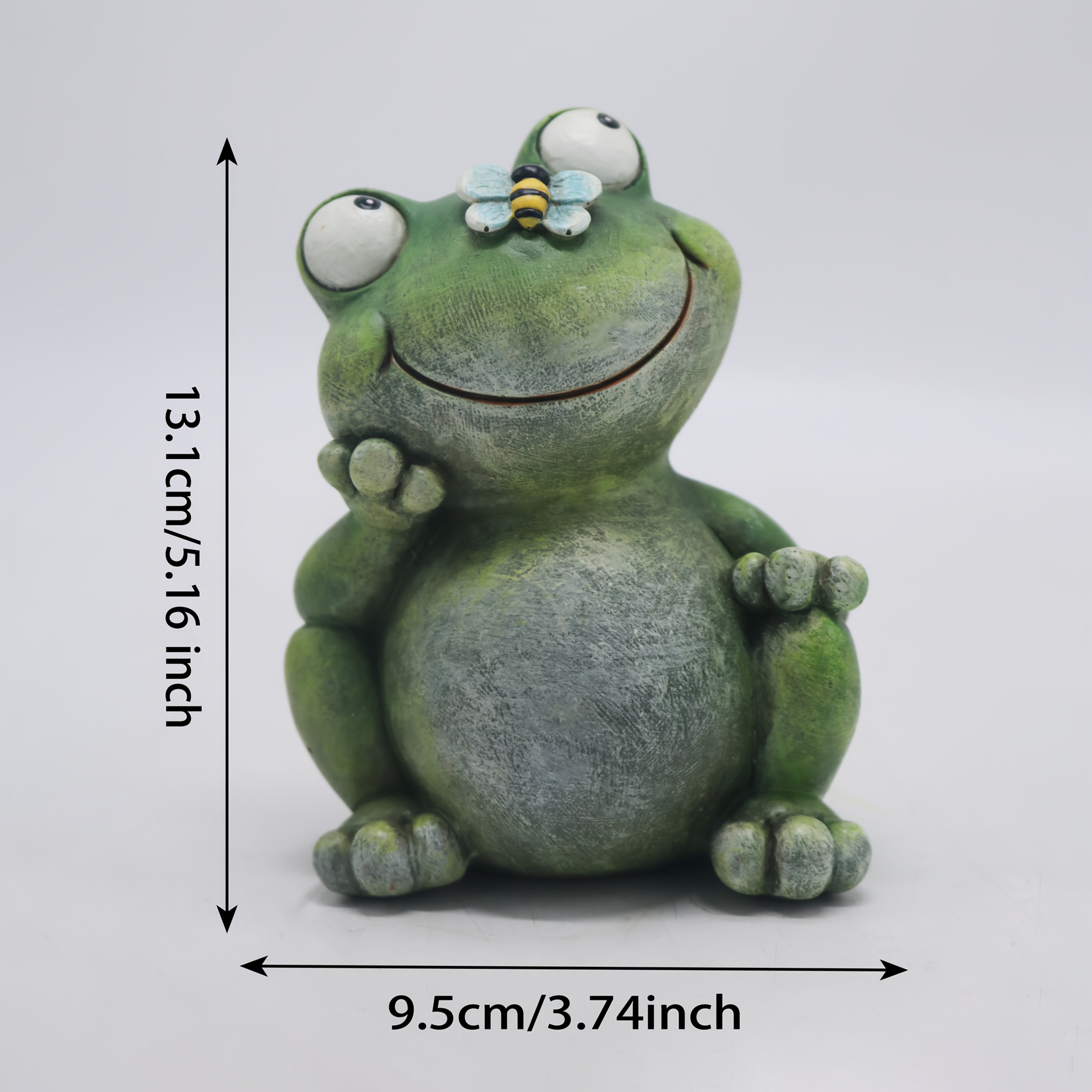 TEMU 1pc Resin Frog Statue With Blue Flower & Bees - Whimsical Sculpture For Home, Garden, And Outdoor Decor, Mother’s Day Or Themed Spaces, Desktop
