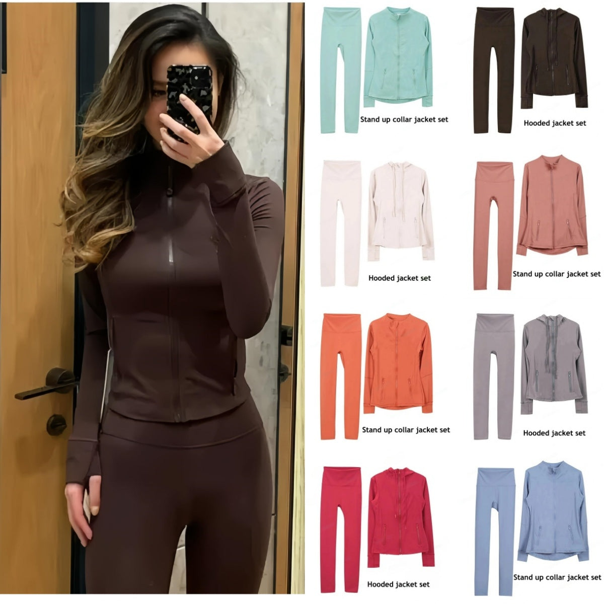 2pcs Yoga Set Gym set Jacket and leggings Women&#039;s Define Workout Sport Coat Fiess Jacket Sports Quick Dry Activewear Top Solid Zip Up Sweatshir