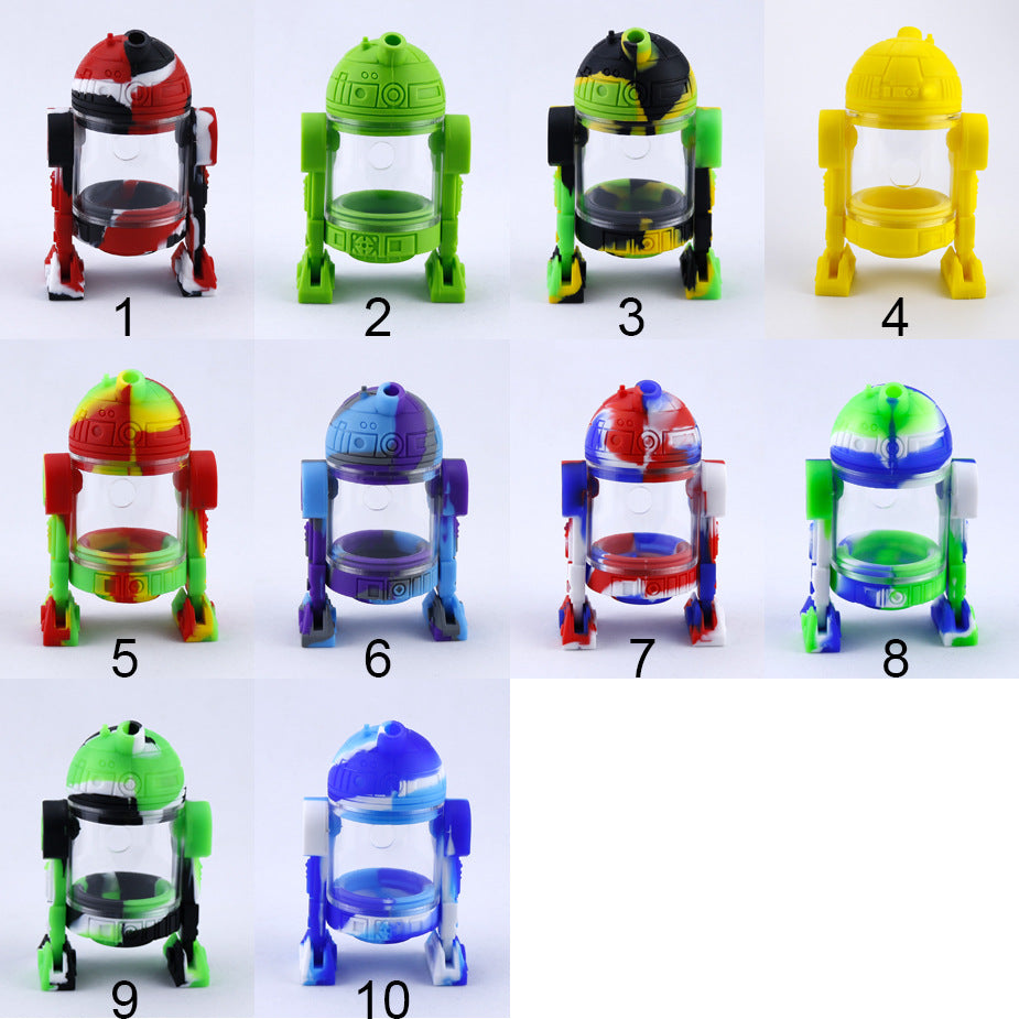 Modern robot design glass water Smoking Pipes bong 14mm bowl mini bongs detachable silicone protectcase bubbler Siliclab packing