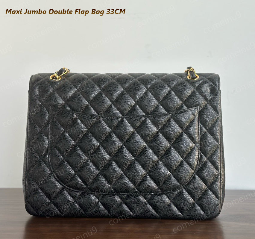 Mirror Quality Classic Caviar 33CM Flap Bag Women&#039;s Lambskin Quilted Double Shoulder Crossbody Bags Designer Handbags Gold Silver Hardware Mix