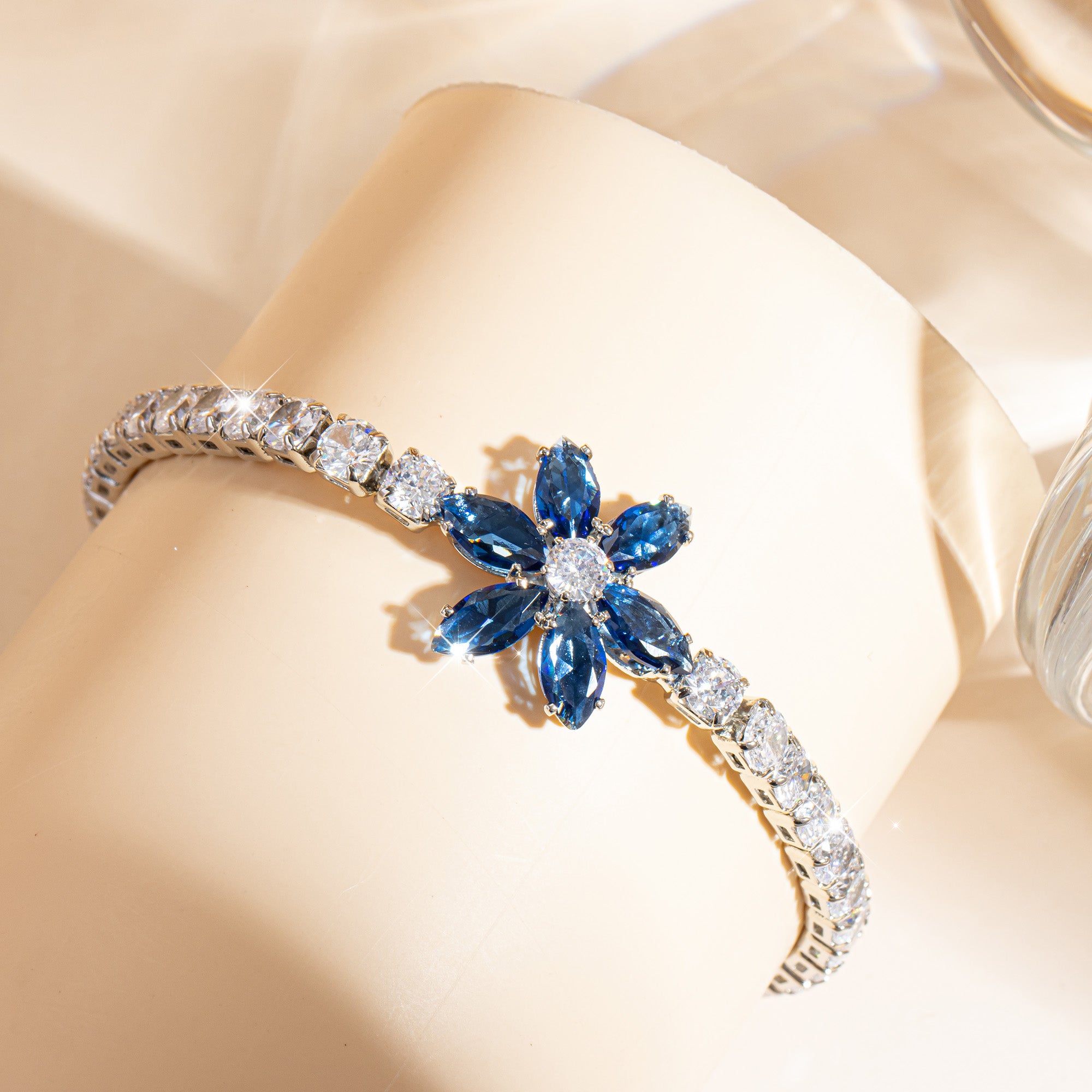 TEMU 1pc Women's Fashionable Elegant Blue Six- Bracelet, Exquisite Birthstone With Sparkling 3a Zirconia Inlay, Perfect For Daily Wear, Travel,