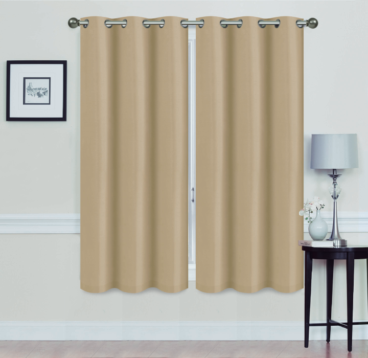 Madonna Blackout Grommet Curtain Panels (Set of 2) - 63" BEIGE