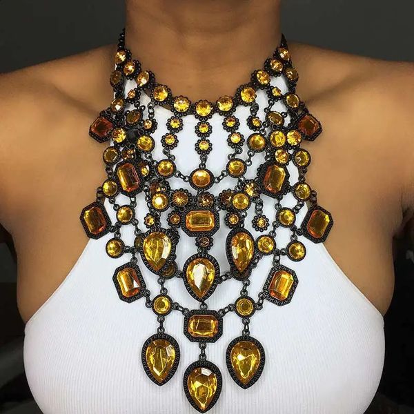 2025 Multilayer Indian Statement Large Collar Crystal Necklace Women Boho Ethnic Big Bib Choker Necklace Ladies Jewellery 250122