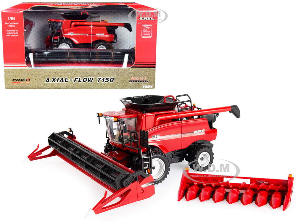 Case IH Axial-Flow 7150 Combine Red with Grain and Corn Heads "Prestige Collection" Series 1-64 Diecast Model by ERTL TOMY