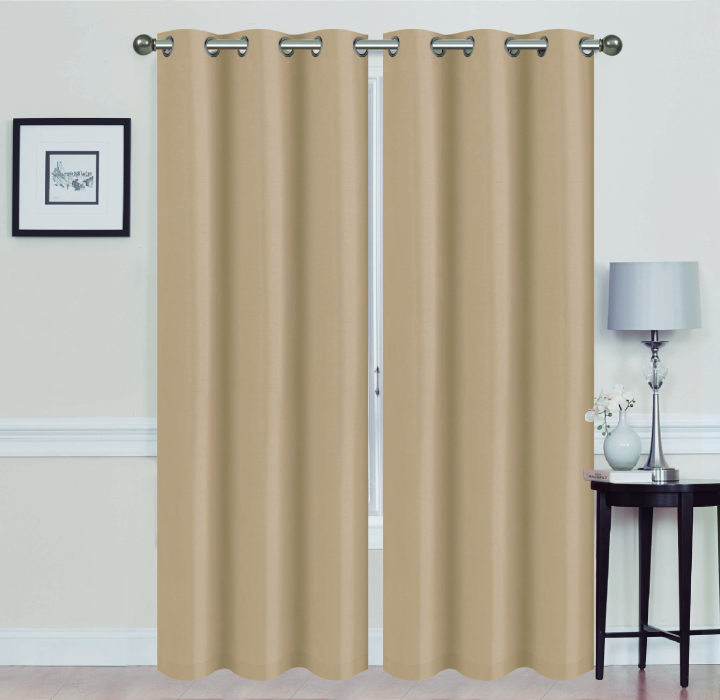 Madonna Blackout Grommet Curtain Panels (Set of 2) - 84" BEIGE