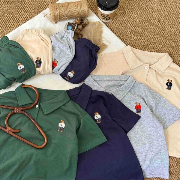 Clothing Sets 2024 Summer New Childrens Short Sleeve Set Boys and Girls Casual Collar 2-piece Set Baby T-shirt Shorts Set T250110