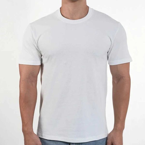 1 camiseta masculina de manga curta de algodão puro top liso de camiseta fitness runner de camiseta de fitness de camiseta de ginástica de g