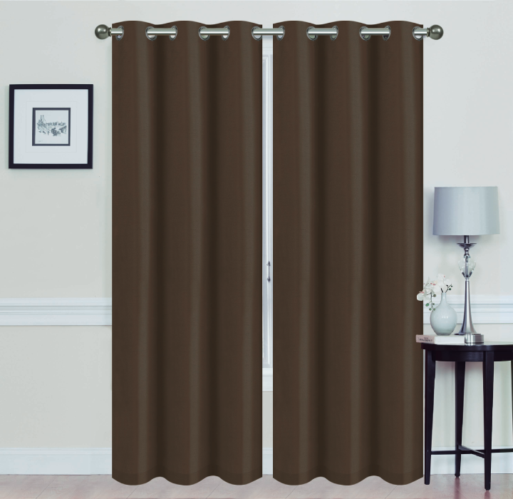 Madonna Blackout Grommet Curtain Panels (Set of 2) - 84" COFFEE