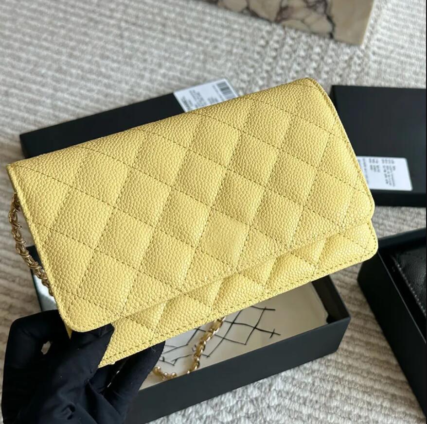 Girls Calfskin Mini Flap Woc Bag Designer Card Holders Wallet Caviar Leather Gold Hardware Matelasse Chain Luxury Clutch Handbag Cross Shoulder Purs