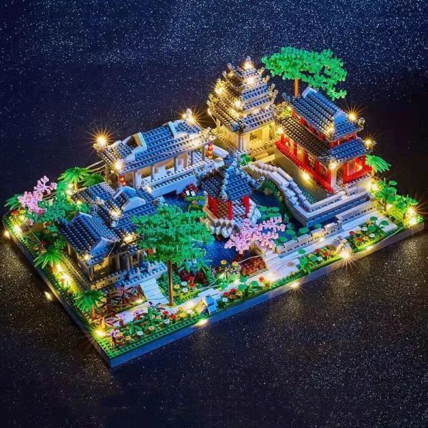 5184pcs World Architecture Ancient Epang Palace Model Building Blocks 3D Mini Diamond Blocks Bricks DIY Toys With String Light
