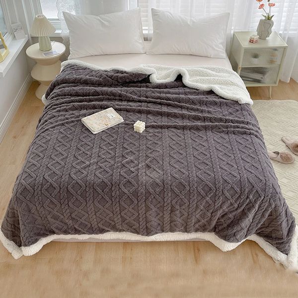 Winter Cozy Blanket Thick Double Side Microfiber Fleece Fabric Super Soft Throw Comfortable Bed Warm Sofa Cover 23X2m 241213