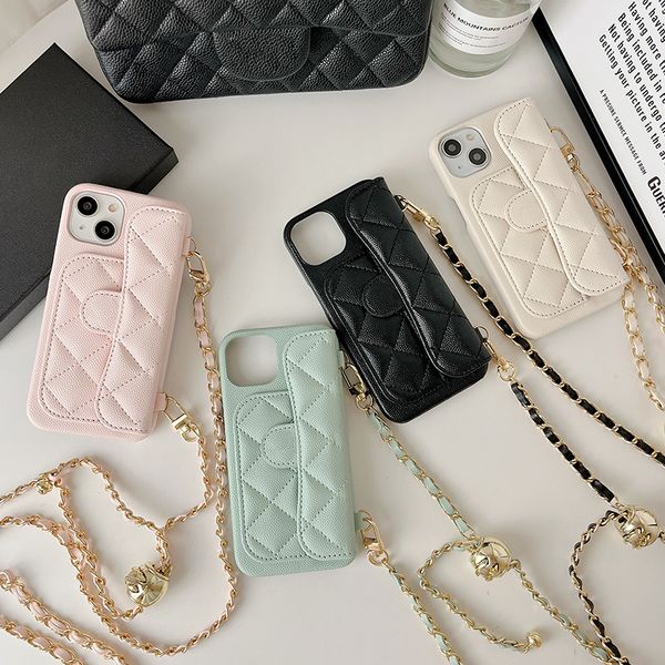 Phone Case Designer iPhone Case For iPhone 16 Pro Max 15 Pro Max 14 13 12 15 Plus 16 Plus Case Wallet Card Holder Crossbody Leather Caviar Q