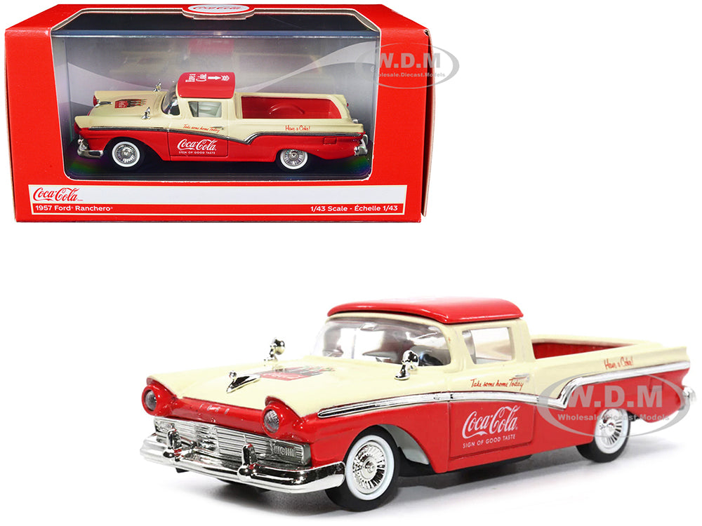 1957 Ford Ranchero "Coca-Cola" Red and Cream 1-43 Diecast Model Car by Motor City Classics