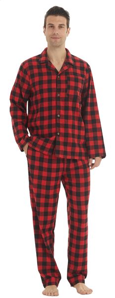 Mens Flannel Pajama Sets Cotton Plaid Pajamas for Men Pjs Set Soft Lounge Sleepwear Pj Pants with Pockets Shirts 250122
