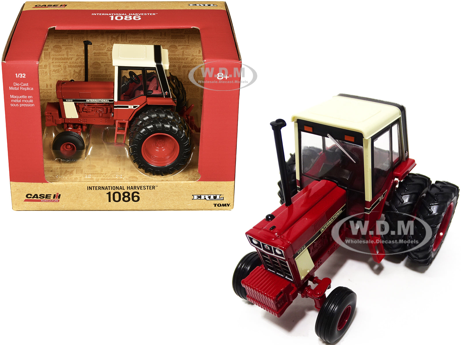 International Harvester 1086 Tractor Red with Cream Top and Dual Wheels "Case IH Agriculture" Series 1-32 Diecast Model by ERTL TOMY