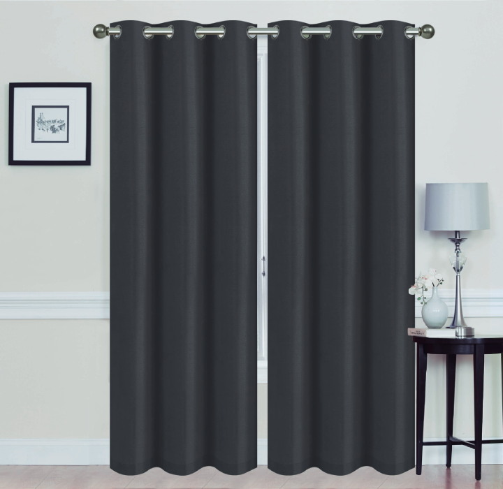 Madonna Blackout Grommet Curtain Panels (Set of 2) - 84" BLACK