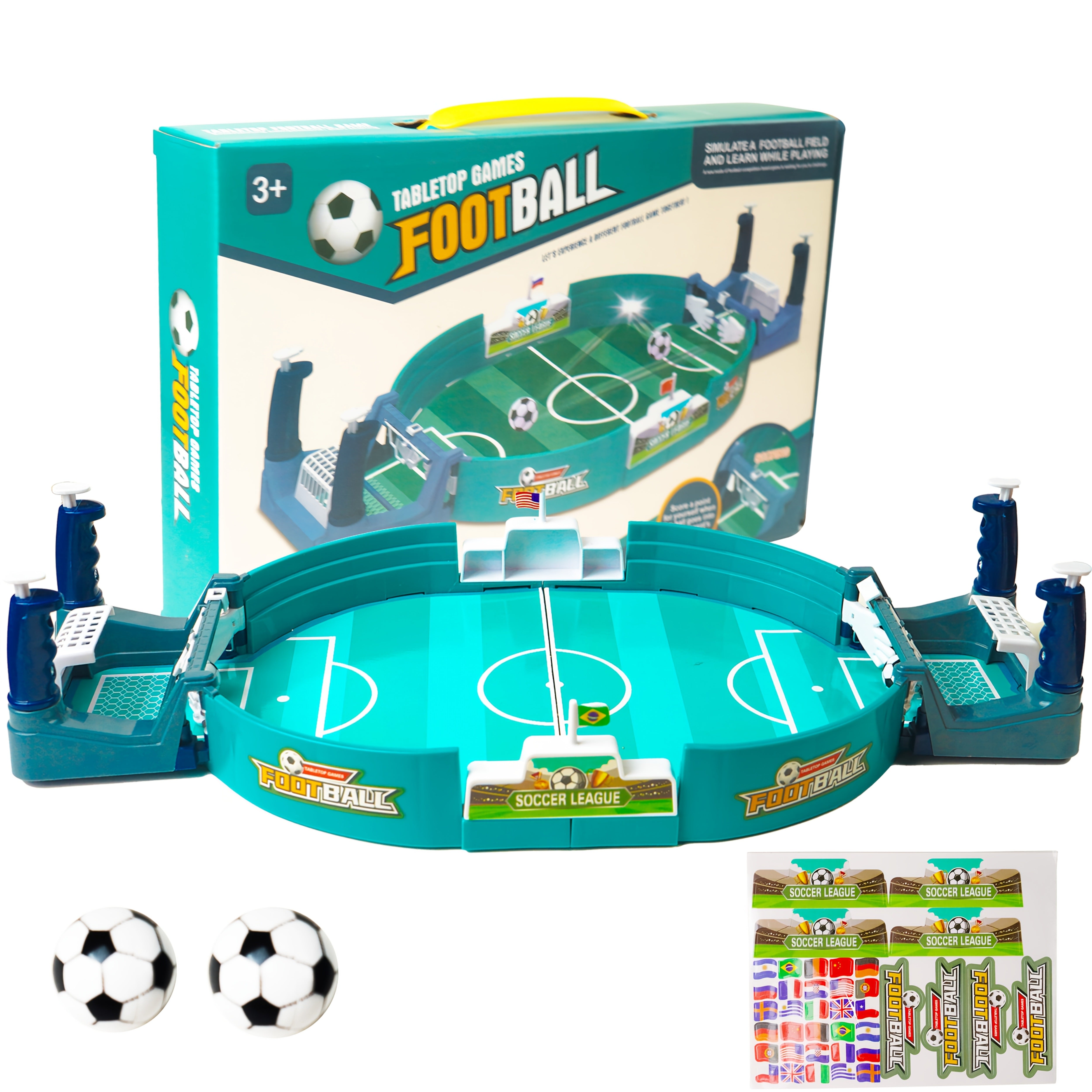 TEMU Tabletop Football Game Set, 2-in- Soccer With Table Hockey, Plastic Frame, Interactive , Ideal For Kids & Adults, Christmas & Halloween Gifts