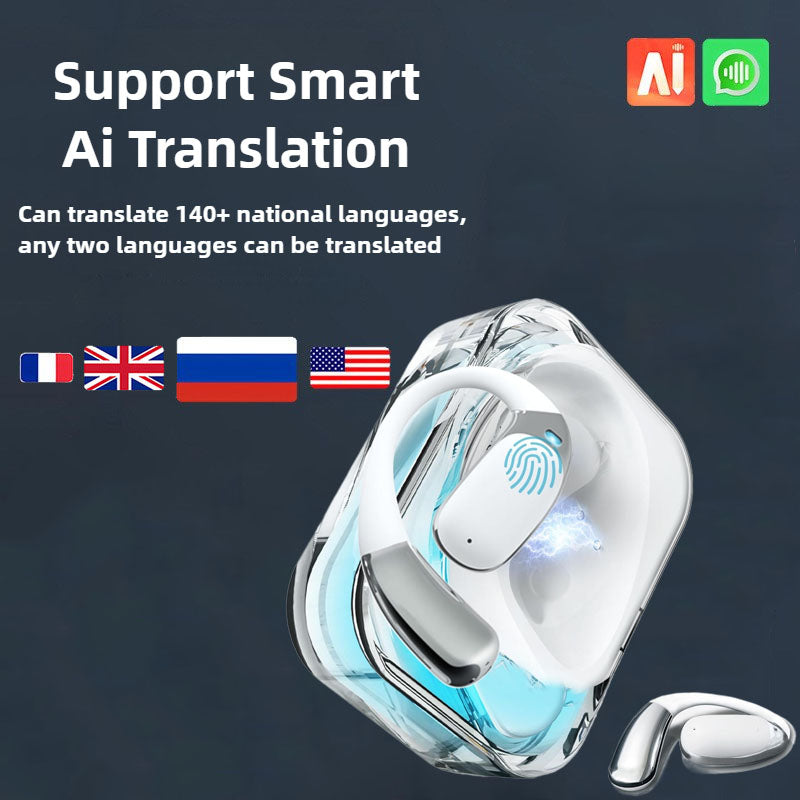 AI Translator Earbuds Real Time 144 Language Translation Ear Hook Headphones for Travel Business iOS Android