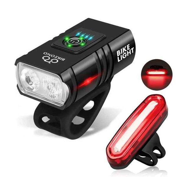 Bicycle light T6 LED front USB charging MTB mountain bike light 1000LM bicycle headlight flash bicycle scooter tail Y240921