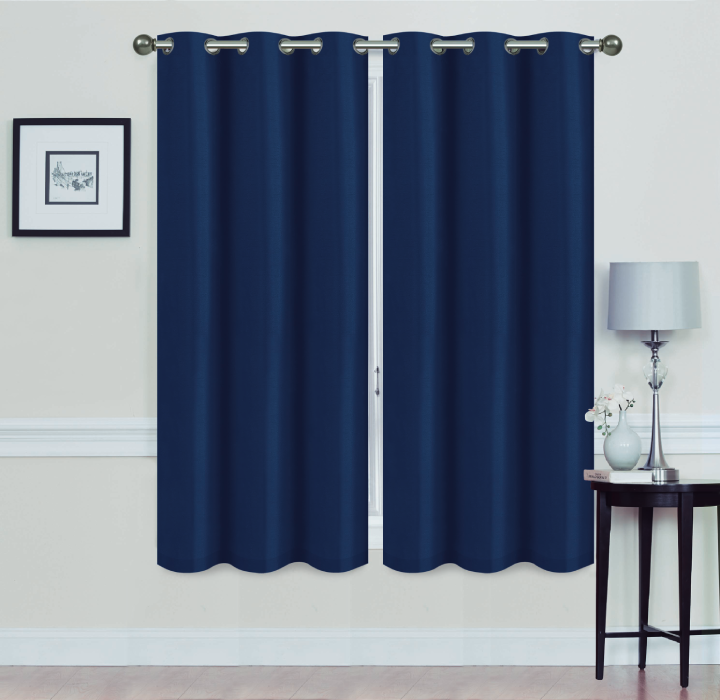 Madonna Blackout Grommet Curtain Panels (Set of 2) - 63" NAVY