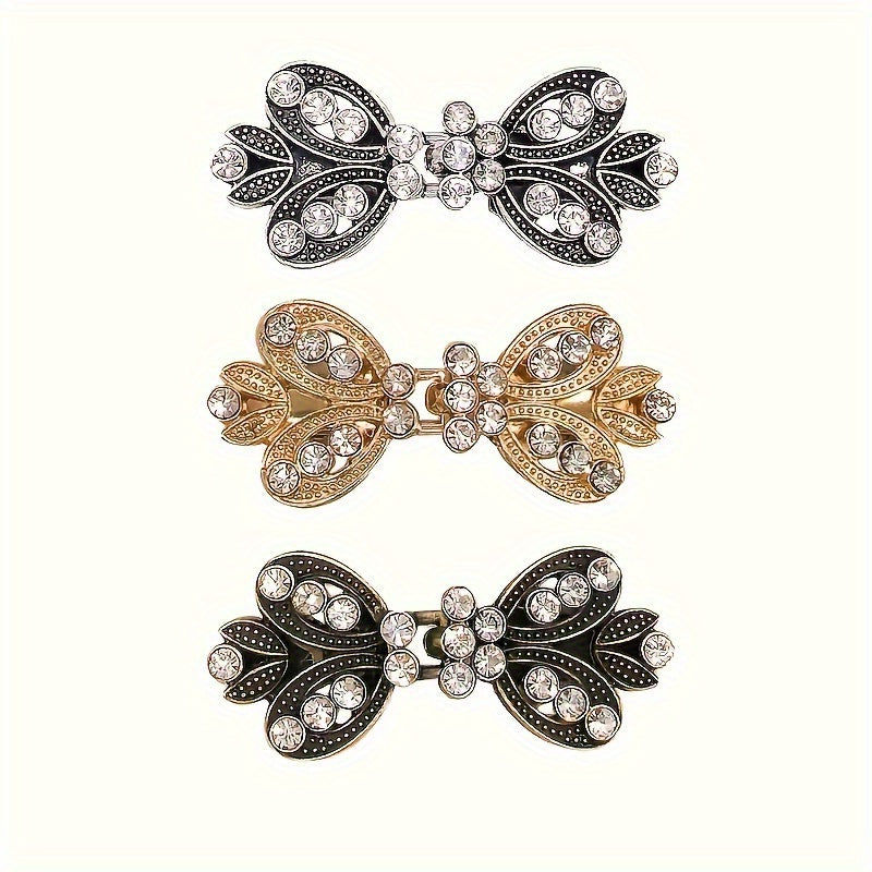 TEMU 3-pack Elegant Sweater Clips With Rhinestones, Vortex Clips, Cape Clips, Vintage Cardigan Clips, Shawl Clips, Dress Clips, Shirt Clips, Sweater