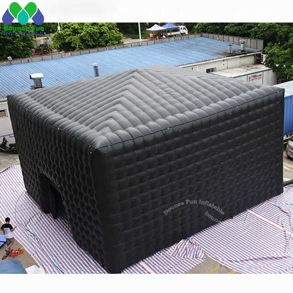 Customized Large White Black Inflatable Cube Tent With LED Lights Party Nightclub Disco Marquee Booth Studio For Outdoor Wedding