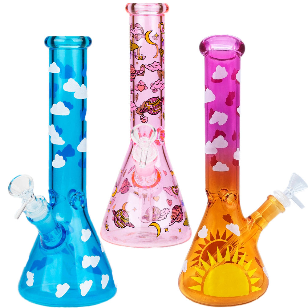 Thick Glass Water Pipe Downstem Perc Dab Rigs Beaker Bongs Bubbler for Smoking with 14mm Joint