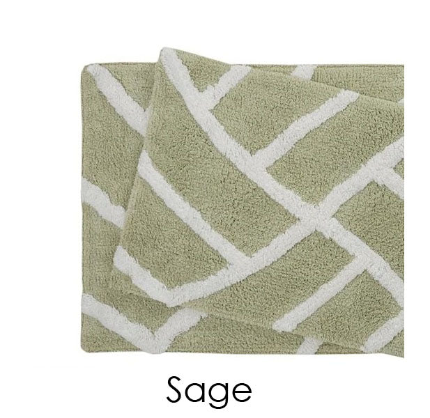 100% Cotton Plush Water Absorbent Bath Mat (2-Pack) - Sage