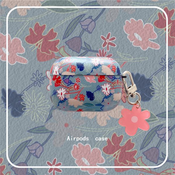 ddmygifts Korean style green background flower cluster suitable for Pro 1-2-3 generation Bluetooth wireless headphone set, cute female A