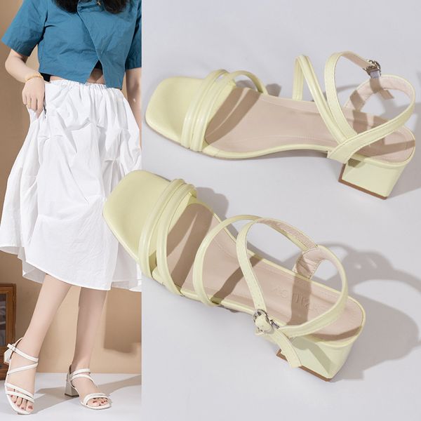 Summer 2024 New French Square Head Thick Heel Roman Women Sandals Fashion Women&#039;s Shoes High Heels ea51 &#039;s s