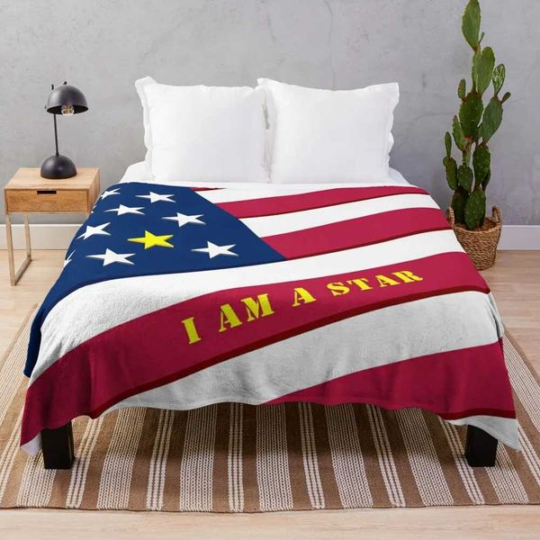 Blankets USA I am a star of America! Throw Blanket Multi purpose Blanket Decorative Vintage Blanket Sofa T241125