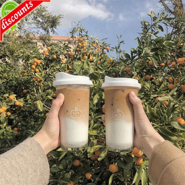 Upgrade Kawaii Plastic Water Bottle For Juice Milk Tea Coffee Tritan School Leak-proof Drinking Bottle Portable Creative Cups BPA Free