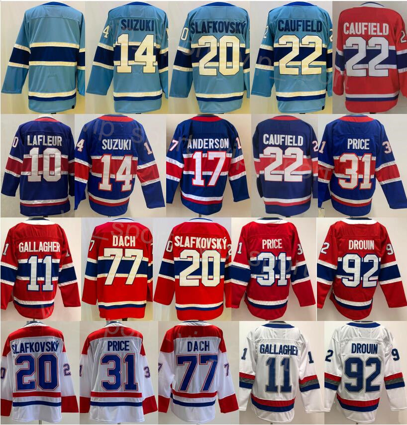 Men Hockey Reverse Retro 92 Jonathan Drouin Jersey 14 Nick Suzuki 17 Josh Anderson 20 Juraj Slafkovsky 77 Kirby Dach 22 Cole Caufield 11 Brendan Gal