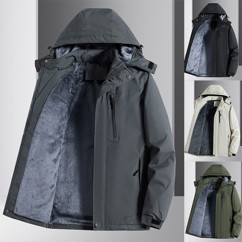 KEFITEVD Mens Ski Jackets Waterproof Fleece Lined Coats Winter Warm Thermal With Hood Jacket Hiking Camping Fishing Windbreaker 250906