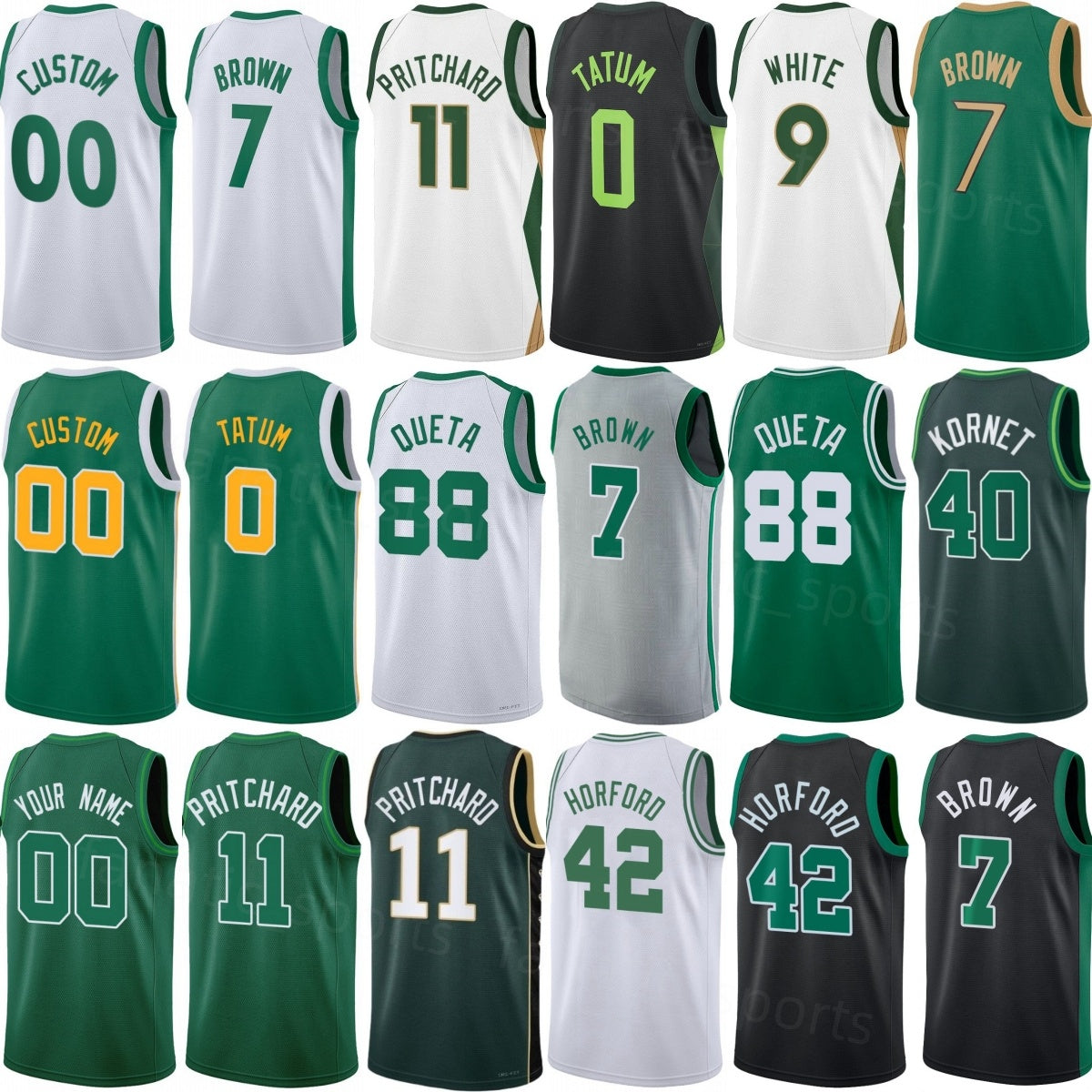 Print Basketball Hugo Gonzalez Jersey 28 Mans Youth Woman Neemias Queta 88 Anfernee Simons 1 Georges Niang 20 Jayson Tatum 0 Jaylen Brown 7 Derrick